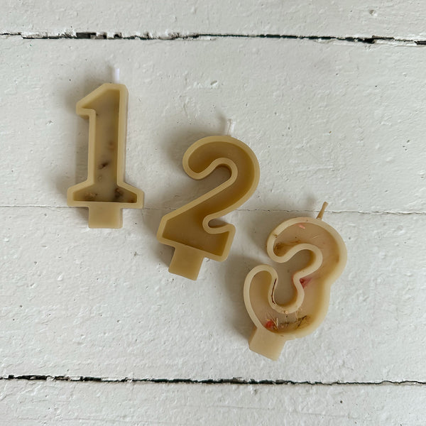 Number Birthday Candles - Yellow Beeswax
