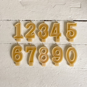 Number Birthday Candles - Yellow Beeswax