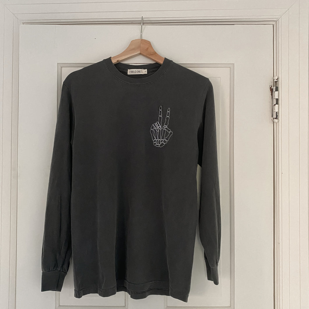 “Skeleton Peace” Embroidered Adult Tee